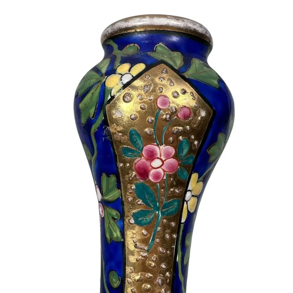 Antique Asian Moriage Slipware Ceramic‎ Vase 7